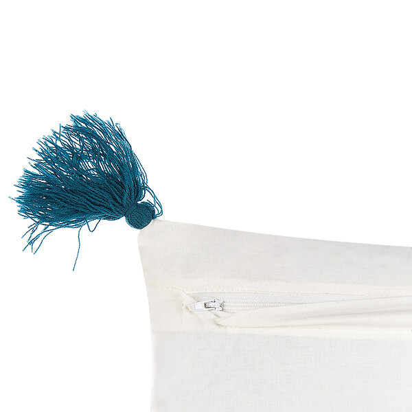BELIANI - Lot de 2 coussins décoratifs TILIA Coton 45 x 45 cm Bleu Motif géométrique - large