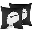 BELIANI - Lot de 2 coussins décoratifs MANDEVILLA Velours 45 x 45 cm Noir Motif abstrait - vignette