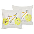 BELIANI - Lot de 2 coussins décoratifs RUSCUS Coton 45 x 45 cm Blanc Motif abstrait - vignette