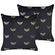 BELIANI - Lot de 2 coussins décoratifs YUZURI Velours 45 x 45 cm Noir Motif animal - vignette