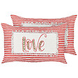BELIANI - Lot de 2 coussins décoratifs ALSINE Coton 30 x 50 cm Rouge À rayure - vignette