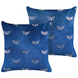BELIANI - Lot de 2 coussins décoratifs YUZURI Velours 45 x 45 cm Bleu marine Motif animal - vignette