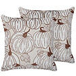 BELIANI - Lot de 2 coussins décoratifs GOURD Velours 45 x 45 cm Beige Motif de plante - vignette