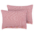 BELIANI - Lot de 2 coussins décoratifs AALITA Coton 40 x 60 cm Rouge À rayure - vignette