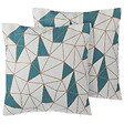 BELIANI - Lot de 2 coussins décoratifs CLARKIA Coton 45 x 45 cm Bleu Motif géométrique - vignette