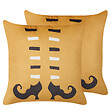 BELIANI - Lot de 2 coussins décoratifs COVASNA Velours 45 x 45 cm Orange Motif abstrait - vignette