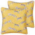BELIANI - Lot de 2 coussins décoratifs ARALES Coton 45 x 45 cm Jaune Motif animal - vignette