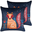 BELIANI - Lot de 2 coussins décoratifs FIRESPIKE Velours 45 x 45 cm Bleu foncé - vignette