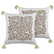 BELIANI - Lot de 2 coussins décoratifs CARISSA Coton 45 x 45 cm Multicolore Motif floral - vignette