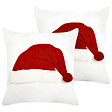 BELIANI - Lot de 2 coussins décoratifs PRETZEL Coton 45 x 45 cm Blanc Motif de Noël - vignette