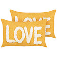 BELIANI - Lot de 2 coussins décoratifs LOVE Coton 30 x 50 cm Jaune - vignette