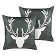 BELIANI - Lot de 2 coussins décoratifs BICOCCA Velours 45 x 45 cm Vert foncé Motif de Noël - vignette