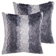 BELIANI - Lot de 2 coussins décoratifs HORDEUM Fourrure synthétique 45 x 45 cm Gris À rayure - vignette