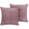 BELIANI - Lot de 2 coussins décoratifs ROMNEYA Velours 45 x 45 cm Rose Motif floral - vignette