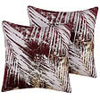 BELIANI - Lot de 2 coussins décoratifs CALLA Velours 45 x 45 cm Rouge Motif de plante - vignette
