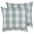 BELIANI - Lot de 2 coussins décoratifs TAMNINE 45 x 45 cm Vert menthe À carreaux - vignette