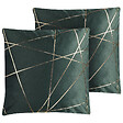 BELIANI - Lot de 2 coussins décoratifs PINUS 45 x 45 cm Velours Vert foncé Motif géométrique - vignette