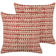 BELIANI - Lot de 2 coussins décoratifs DEGLUPTA Coton 45 x 45 cm Rouge Motif à chevrons - vignette