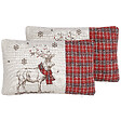 BELIANI - Lot de 2 coussins décoratifs SVEN 30 x 50 cm Rouge Motif de Noël - vignette
