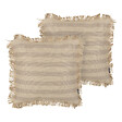 BELIANI - Lot de 2 coussins décoratifs CIRSIUM Jute 45 x 45 cm Beige À rayure - vignette