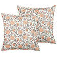 BELIANI - Lot de 2 coussins décoratifs MEADIA Coton 45 x 45 cm Rouge Motif floral - vignette