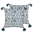 BELIANI - Lot de 2 coussins décoratifs RUMEX Coton 45 x 45 cm Bleu Motif floral - vignette