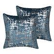 BELIANI - Lot de 2 coussins décoratifs GARDENIA Velours 45 x 45 cm Bleu Motif abstrait - vignette