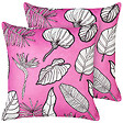 BELIANI - Lot de 2 coussins décoratifs MALVA Velours 45 x 45 cm Rose Motif floral - vignette