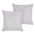 BELIANI - Lot de 2 coussins décoratifs PURSLANE Fourrure synthétique 43 x 43 cm Gris clair Motif géométrique - vignette