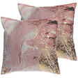 BELIANI - Lot de 2 coussins décoratifs LANTANA 45 x 45 cm Rose Effet marbre - vignette