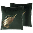 BELIANI - Lot de 2 coussins décoratifs FERN Velours 45 x 45 cm Vert foncé Motif de plante - vignette