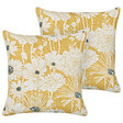 BELIANI - Lot de 2 coussins décoratifs SCIRPUS Coton 45 x 45 cm Jaune Motif floral - vignette