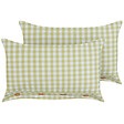 BELIANI - Lot de 2 coussins décoratifs TALYA 40 x 60 cm Vert olive À carreaux - vignette