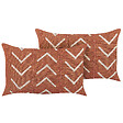 BELIANI - Lot de 2 coussins décoratifs ALBIUM Coton 55 x 35 cm Orange Motif à chevrons - vignette