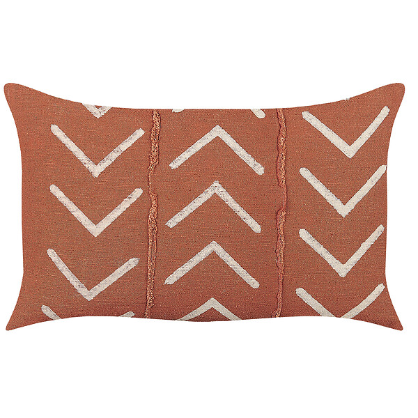 BELIANI - Lot de 2 coussins décoratifs ALBIUM Coton 55 x 35 cm Orange Motif à chevrons - large