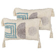 BELIANI - Lot de 2 coussins décoratifs CASSIOPE Coton 30 x 50 cm Blanc Motif géométrique - vignette