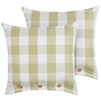 BELIANI - Lot de 2 coussins décoratifs TAMNINE 45 x 45 cm Vert clair À carreaux - vignette