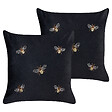BELIANI - Lot de 2 coussins décoratifs TALINUM Velours 45 x 45 cm Noir Motif animal - vignette