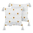 BELIANI - Lot de 2 coussins décoratifs AZALIA Coton 45 x 45 cm Blanc Motif floral - vignette