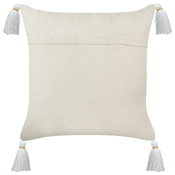 BELIANI - Lot de 2 coussins décoratifs AZALIA Coton 45 x 45 cm Blanc Motif floral - large