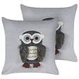 BELIANI - Lot de 2 coussins décoratifs OPHRYS Velours 45 x 45 cm Gris - vignette
