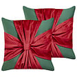 BELIANI - Lot de 2 coussins décoratifs MARSHMALLOW Velours 45 x 45 cm Rouge Vert Motif de Noël - vignette