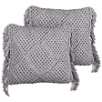 BELIANI - Lot de 2 coussins décoratifs BESHAM Coton 45 x 45 cm Gris Motif géométrique - vignette
