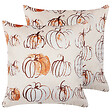 BELIANI - Lot de 2 coussins décoratifs CUCURBITA Velours 45 x 45 cm Beige Motif de plante - vignette