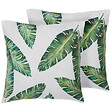BELIANI - Lot de 2 coussins décoratifs DIANELLA 45 x 45 cm Vert foncé Motif de plante - vignette