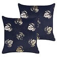 BELIANI - Lot de 2 coussins décoratifs GOLDENROD Velours 45 x 45 cm Noir Motif de plante - vignette