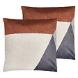 BELIANI - Lot de 2 coussins décoratifs CAMPSIS Velours 45 x 45 cm Multicolore Motif géométrique - vignette