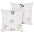 BELIANI - Lot de 2 coussins décoratifs GOLDENROD Velours 45 x 45 cm Blanc Motif de plante - vignette