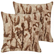 BELIANI - Lot de 2 coussins décoratifs BAKIRA Fourrure synthétique 45 x 45 cm Marron Motif abstrait - vignette