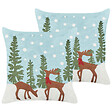 BELIANI - Lot de 2 coussins décoratifs PEPPERMINT Coton 45 x 45 cm Bleu clair - vignette